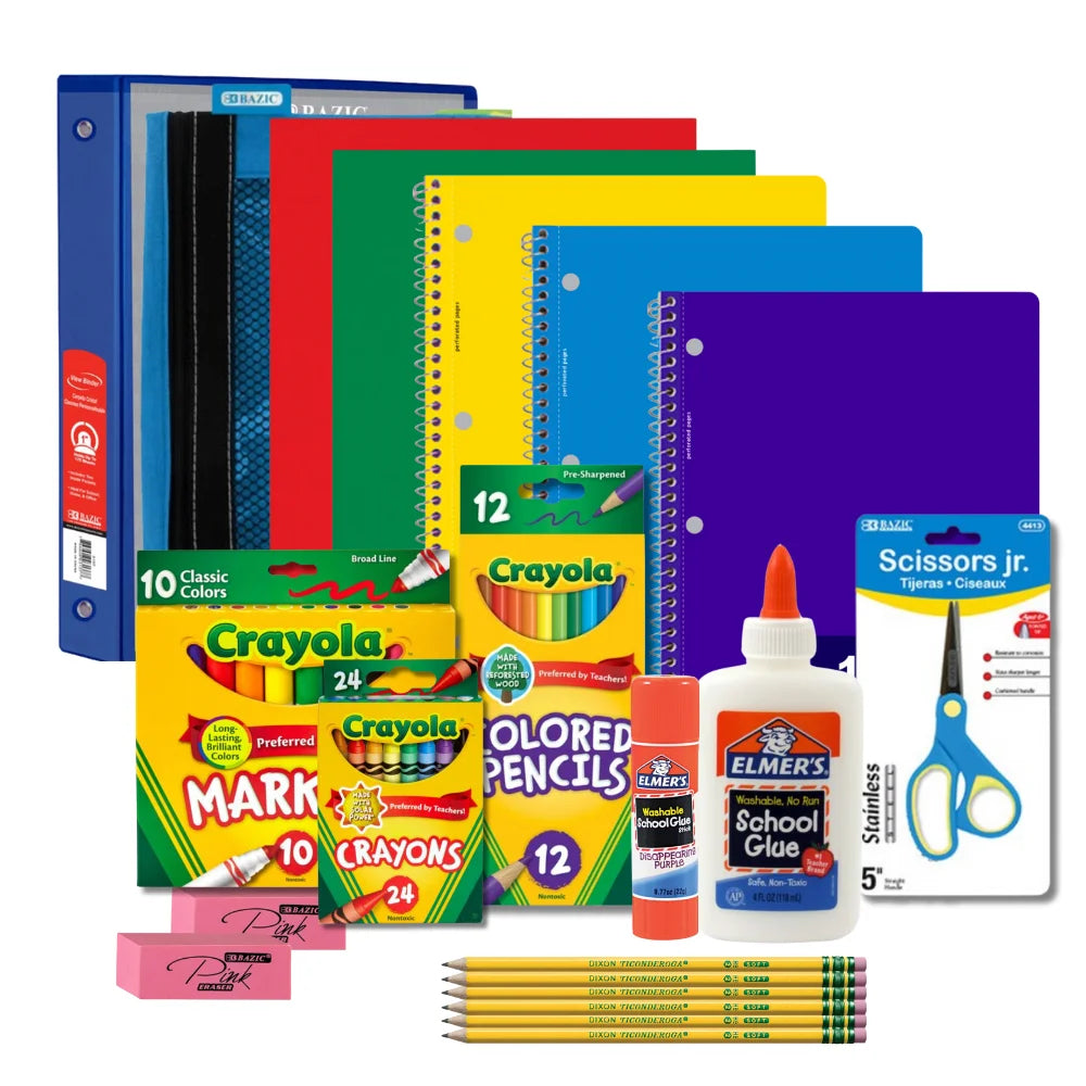 Elementary Back to School School Supply Kit - Grades 1st-4th - 64 Pieces