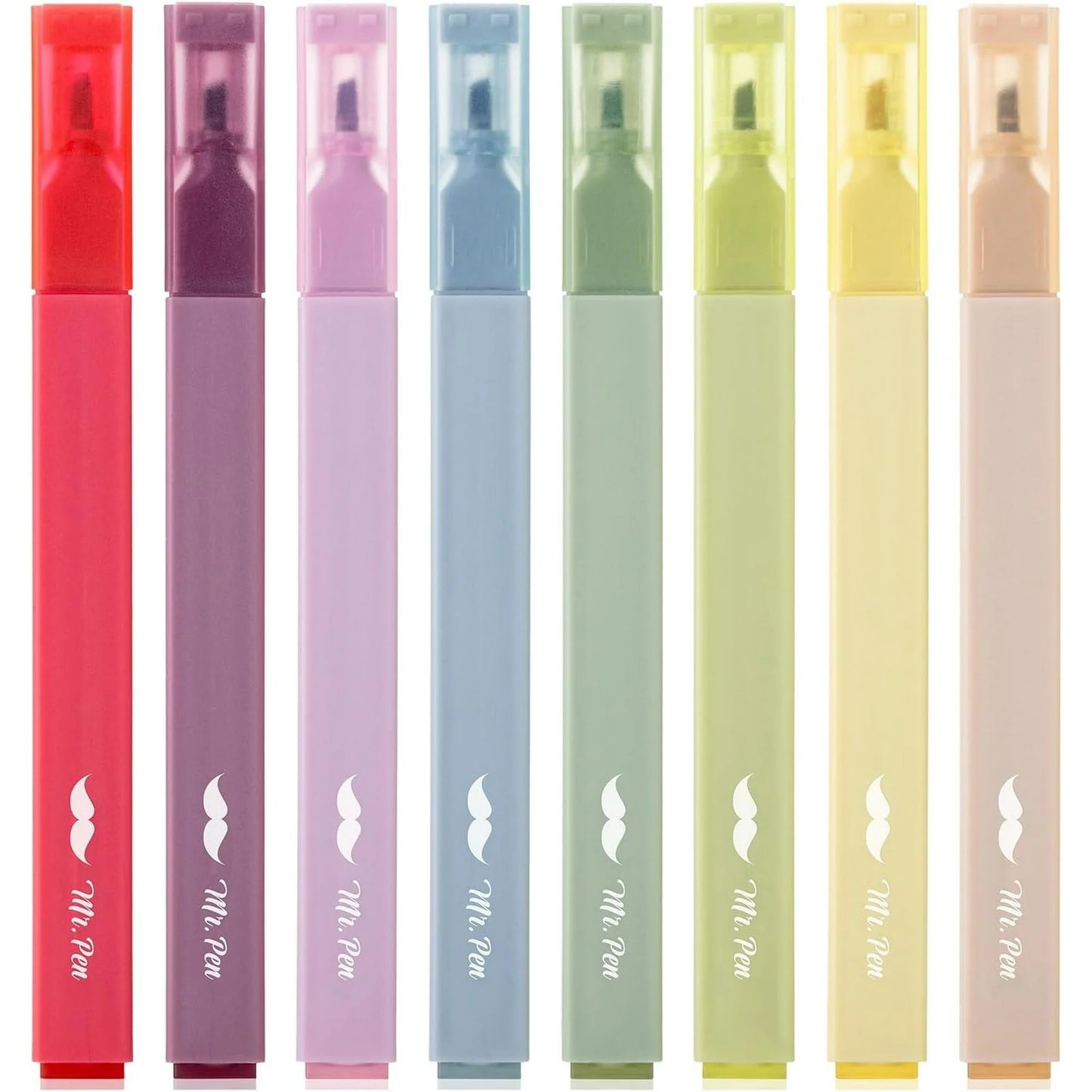 Aesthetic Highlighters, 8 Pcs, Chisel Tip, Muted Pastel Color