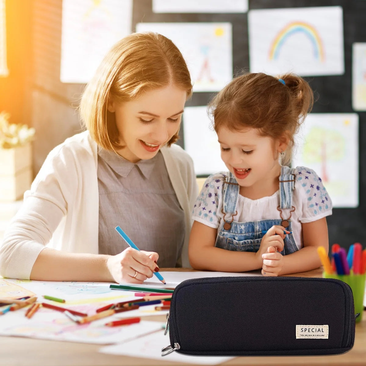 Large Capacity Pencil Case 3 Compartments