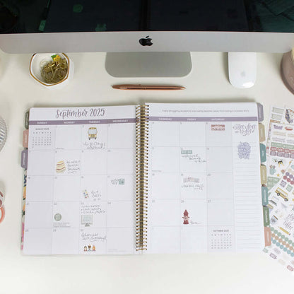 DATED 2025-26 Teacher Planner & Calendar, Interchangeable Cover, Cool Tones