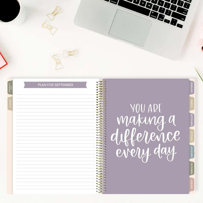 DATED 2025-26 Teacher Planner & Calendar, Interchangeable Cover, Cool Tones