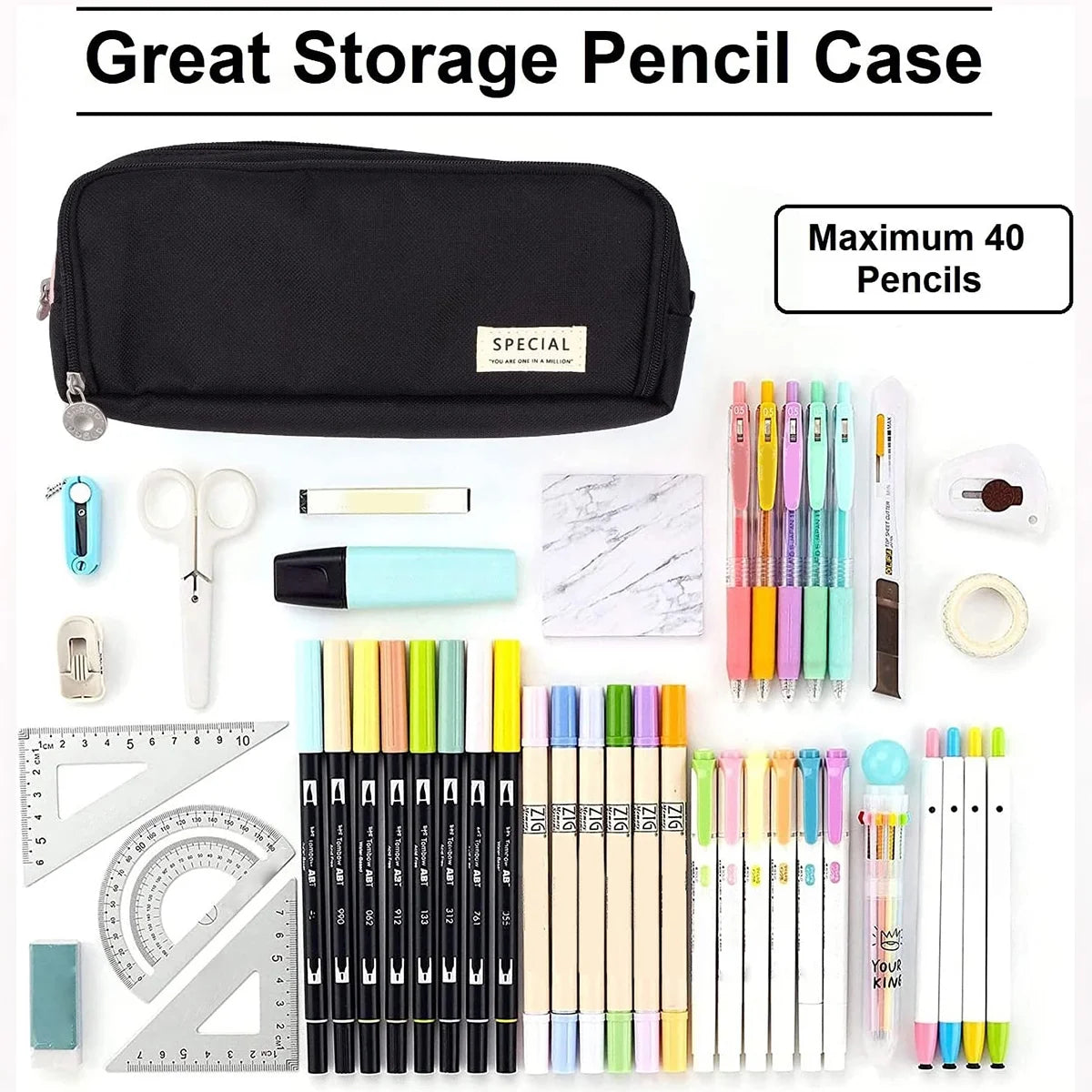 Large Capacity Pencil Case 3 Compartments