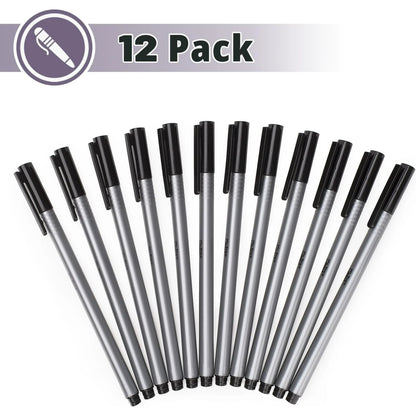 Black Fineliner Pens, 12 Pack, Black Fine Point Pens, Pens Fine Point, Fine Liners Artists, Fineliners Pens