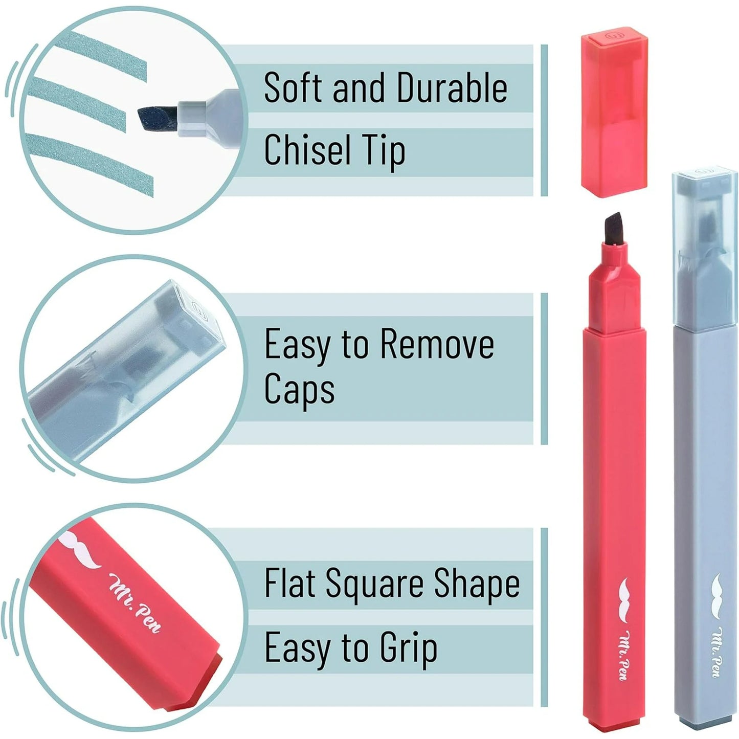 Aesthetic Highlighters, 8 Pcs, Chisel Tip, Muted Pastel Color