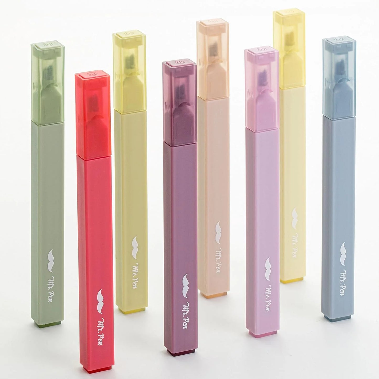 Aesthetic Highlighters, 8 Pcs, Chisel Tip, Muted Pastel Color
