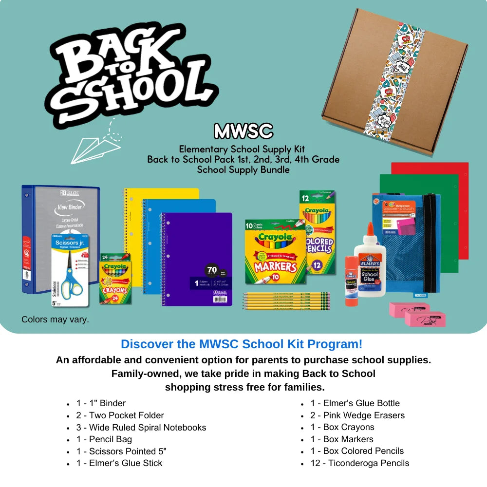 Elementary Back to School School Supply Kit - Grades 1st-4th - 64 Pieces