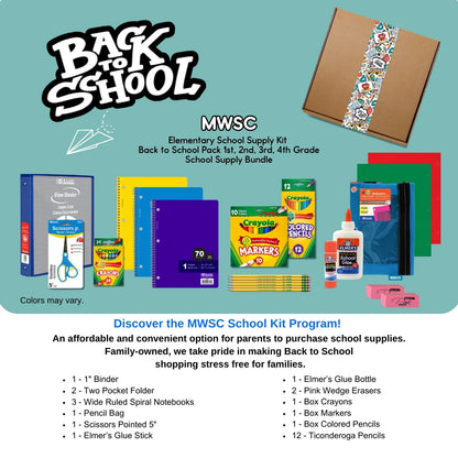 Elementary Back to School School Supply Kit - Grades 1st-4th - 64 Pieces