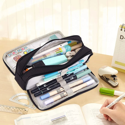 Large Capacity Pencil Case 3 Compartments